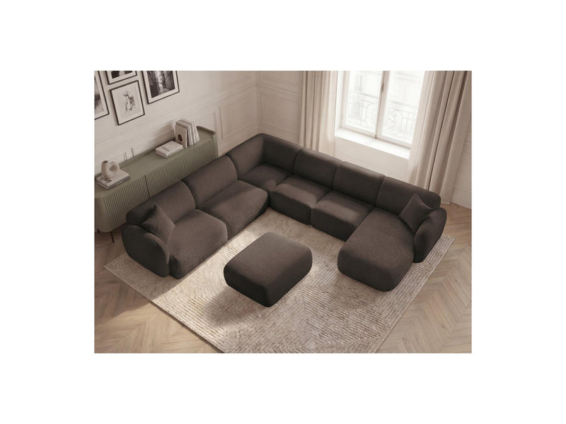 Anda - Canapé Panoramique Fixe Modulable - Avec 4 Chauffeuses, 1 Méridienne, 1 Angle Et 1 Pouf - Angle Gauche