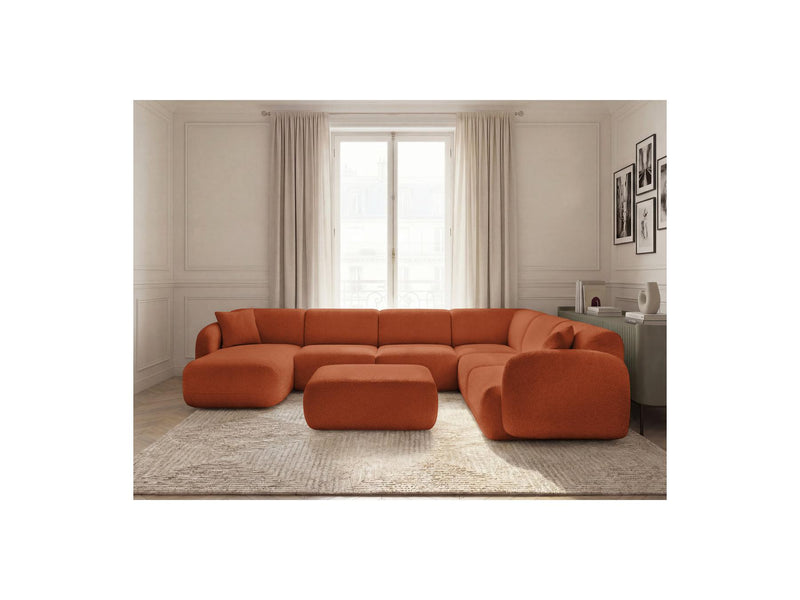 Anda - Sofá panorámico modular fijo - Con 4 sillas bajas, 1 chaise longue, 1 esquinero y 1 puf - Ángulo recto