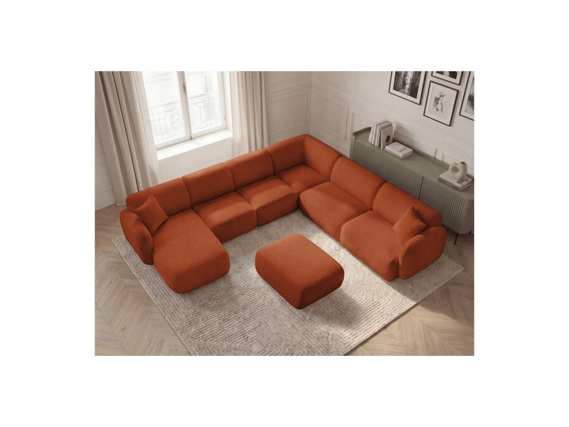 Anda - Sofá panorámico modular fijo - Con 4 sillas bajas, 1 chaise longue, 1 esquinero y 1 puf - Ángulo recto