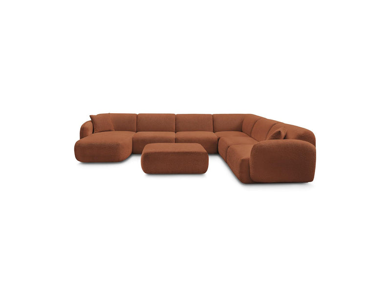 Anda - Sofá panorámico modular fijo - Con 4 sillas bajas, 1 chaise longue, 1 esquinero y 1 puf - Ángulo recto