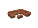 Anda - Sofá panorámico modular fijo - Con 4 sillas bajas, 1 chaise longue, 1 esquinero y 1 puf - Ángulo recto