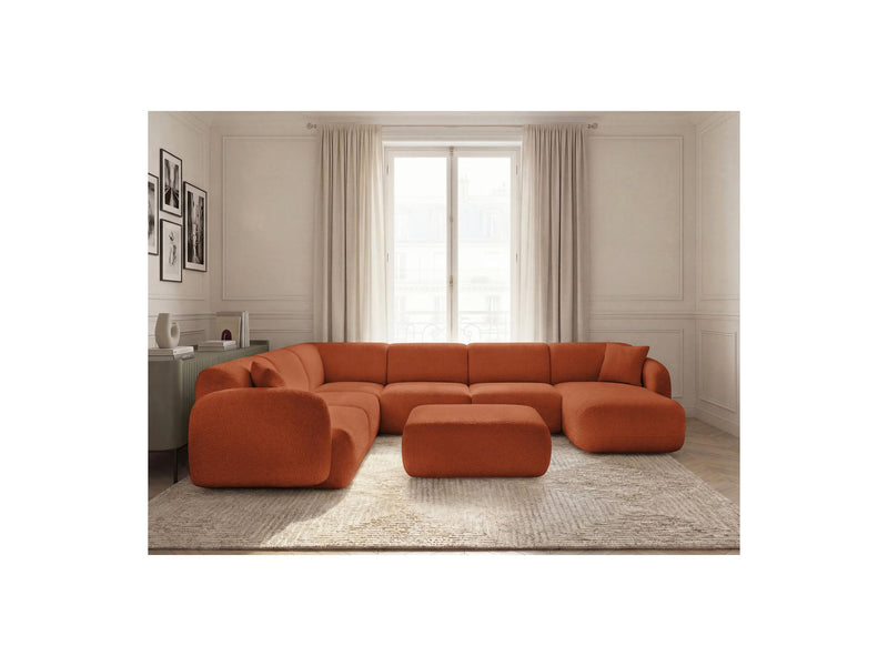 Anda - Canapé Panoramique Fixe Modulable - Avec 4 Chauffeuses, 1 Méridienne, 1 Angle Et 1 Pouf - Angle Gauche