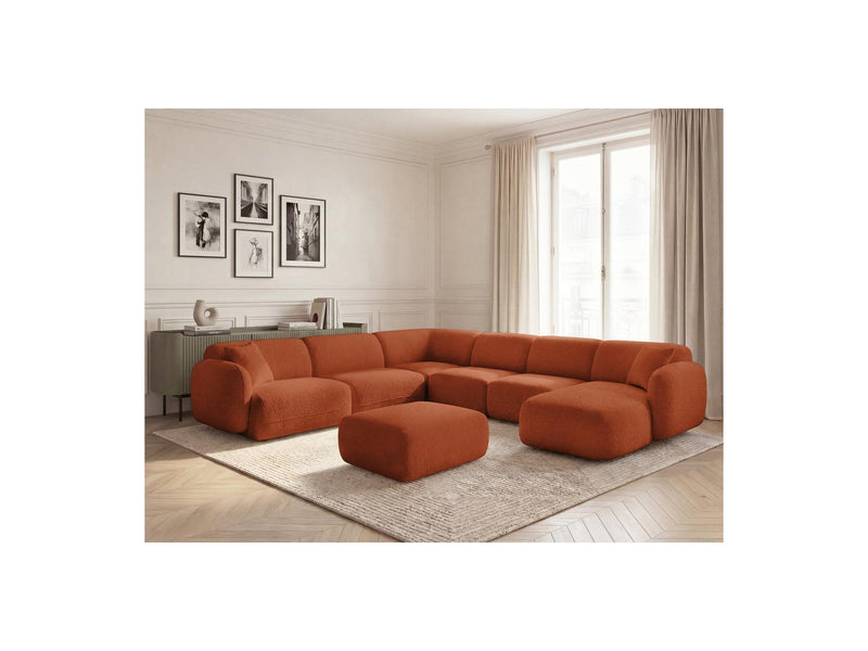 Anda - Canapé Panoramique Fixe Modulable - Avec 4 Chauffeuses, 1 Méridienne, 1 Angle Et 1 Pouf - Angle Gauche