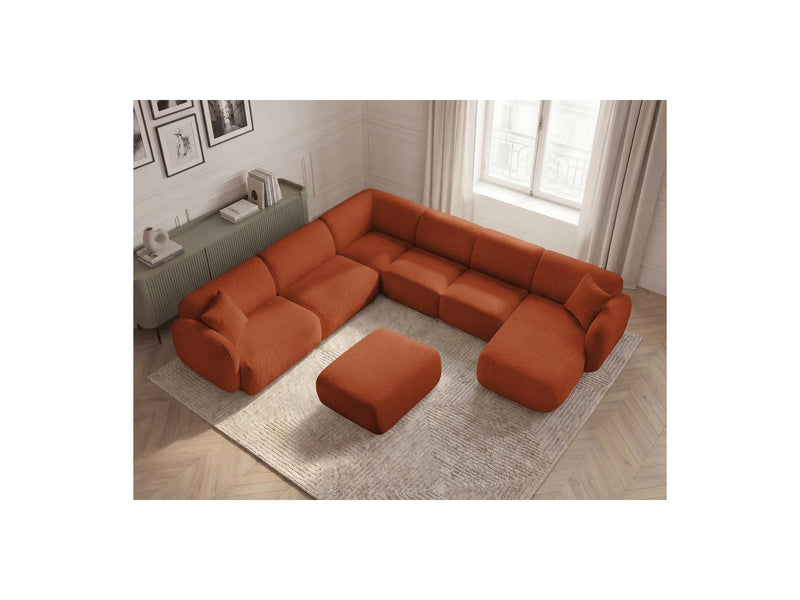 Anda - Canapé Panoramique Fixe Modulable - Avec 4 Chauffeuses, 1 Méridienne, 1 Angle Et 1 Pouf - Angle Gauche