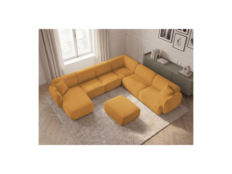 Anda - Sofá panorámico modular fijo - Con 4 sillas bajas, 1 chaise longue, 1 esquinero y 1 puf - Ángulo recto