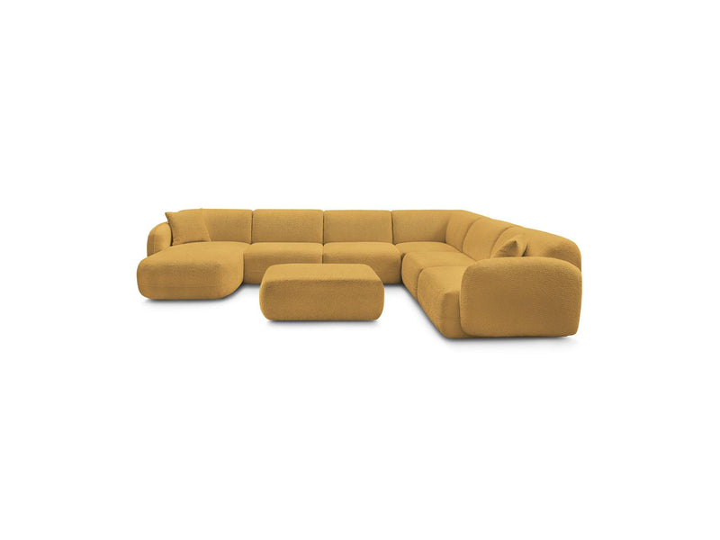 Anda - Sofá panorámico modular fijo - Con 4 sillas bajas, 1 chaise longue, 1 esquinero y 1 puf - Ángulo recto