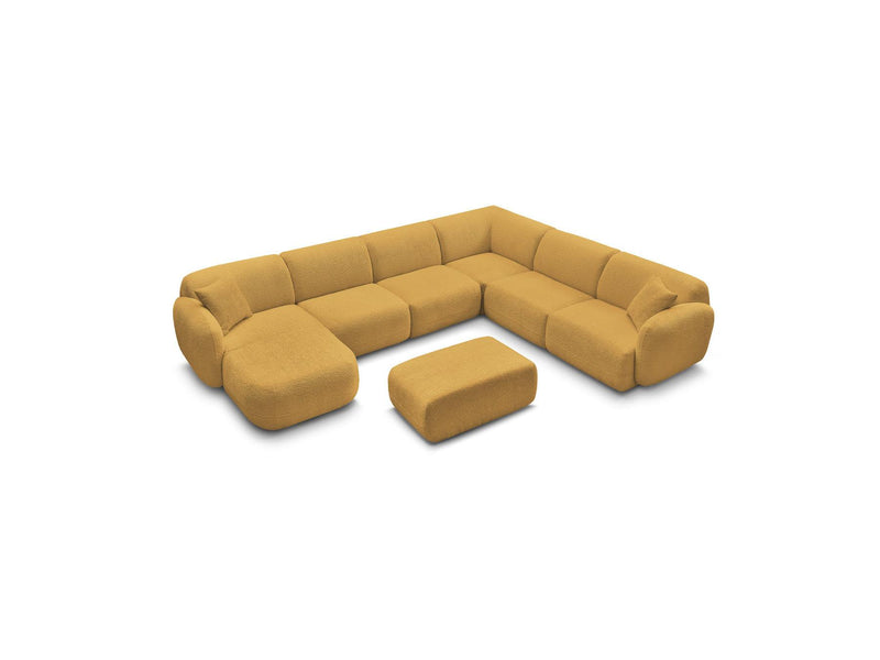 Anda - Sofá panorámico modular fijo - Con 4 sillas bajas, 1 chaise longue, 1 esquinero y 1 puf - Ángulo recto