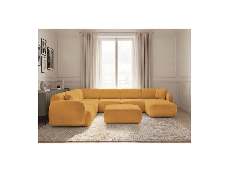 Anda - Canapé Panoramique Fixe Modulable - Avec 4 Chauffeuses, 1 Méridienne, 1 Angle Et 1 Pouf - Angle Gauche