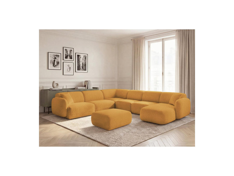 Anda - Canapé Panoramique Fixe Modulable - Avec 4 Chauffeuses, 1 Méridienne, 1 Angle Et 1 Pouf - Angle Gauche