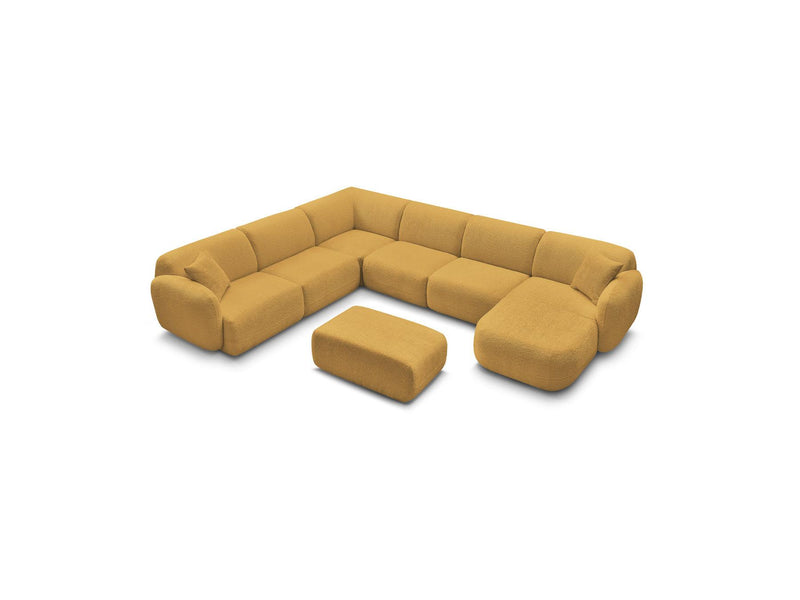Anda - Canapé Panoramique Fixe Modulable - Avec 4 Chauffeuses, 1 Méridienne, 1 Angle Et 1 Pouf - Angle Gauche