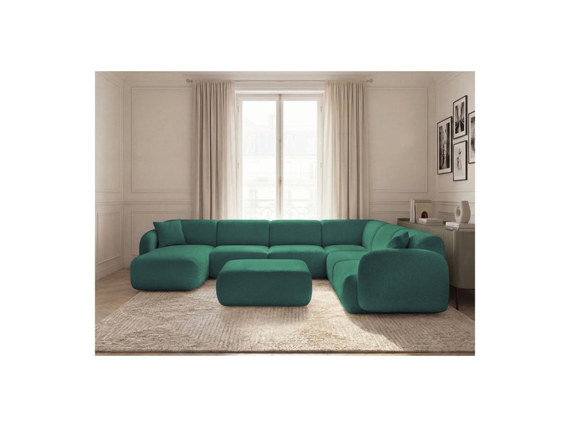 Anda - Sofá panorámico modular fijo - Con 4 sillas bajas, 1 chaise longue, 1 esquinero y 1 puf - Ángulo recto