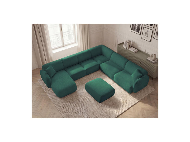 Anda - Sofá panorámico modular fijo - Con 4 sillas bajas, 1 chaise longue, 1 esquinero y 1 puf - Ángulo recto