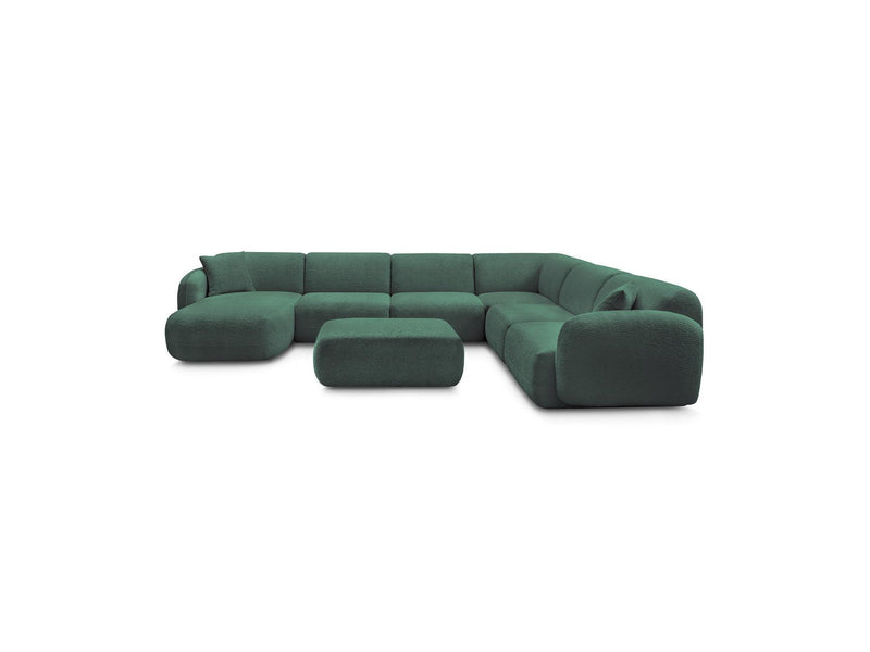 Anda - Sofá panorámico modular fijo - Con 4 sillas bajas, 1 chaise longue, 1 esquinero y 1 puf - Ángulo recto