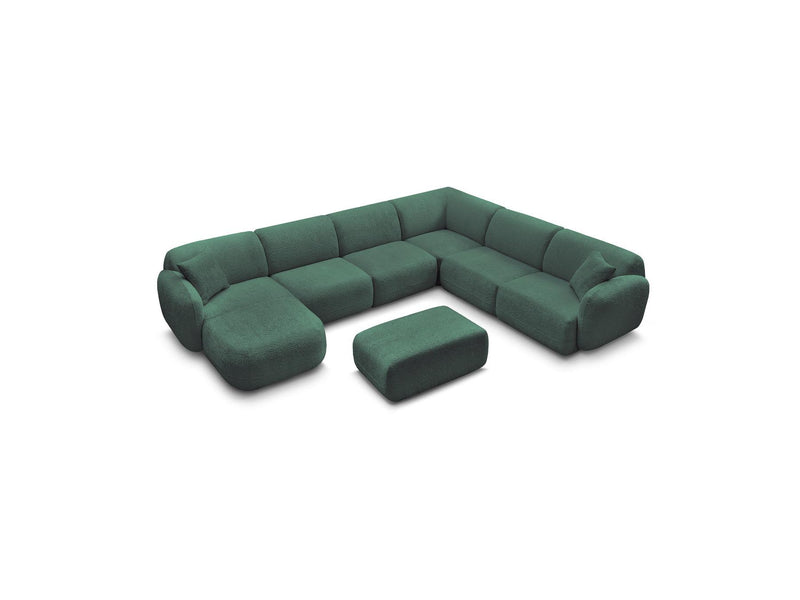 Anda - Sofá panorámico modular fijo - Con 4 sillas bajas, 1 chaise longue, 1 esquinero y 1 puf - Ángulo recto