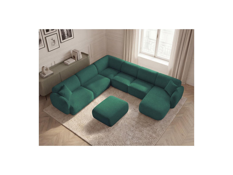Anda - Canapé Panoramique Fixe Modulable - Avec 4 Chauffeuses, 1 Méridienne, 1 Angle Et 1 Pouf - Angle Gauche
