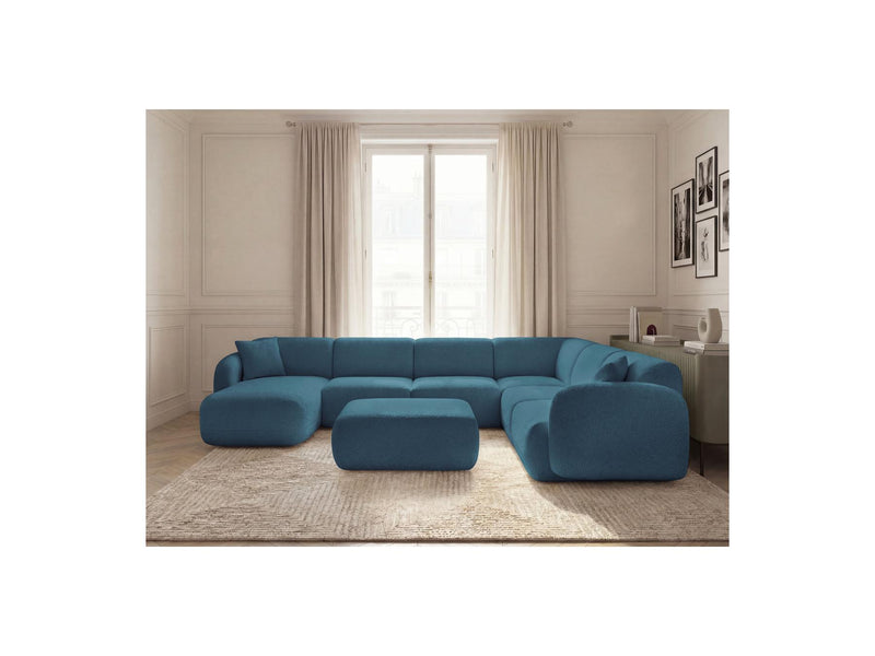 Anda - Sofá panorámico modular fijo - Con 4 sillas bajas, 1 chaise longue, 1 esquinero y 1 puf - Ángulo recto