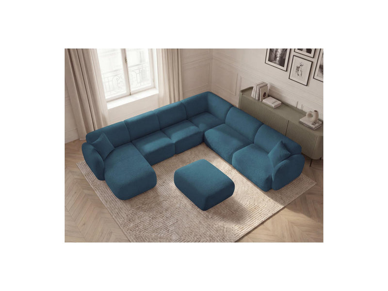 Anda - Sofá panorámico modular fijo - Con 4 sillas bajas, 1 chaise longue, 1 esquinero y 1 puf - Ángulo recto