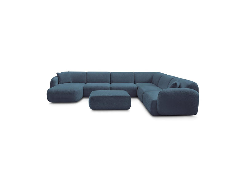 Anda - Sofá panorámico modular fijo - Con 4 sillas bajas, 1 chaise longue, 1 esquinero y 1 puf - Ángulo recto