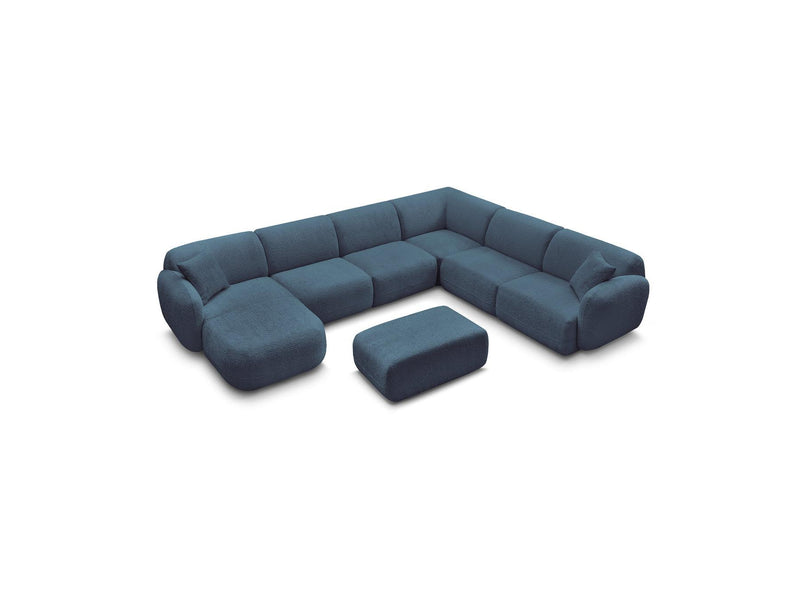 Anda - Sofá panorámico modular fijo - Con 4 sillas bajas, 1 chaise longue, 1 esquinero y 1 puf - Ángulo recto