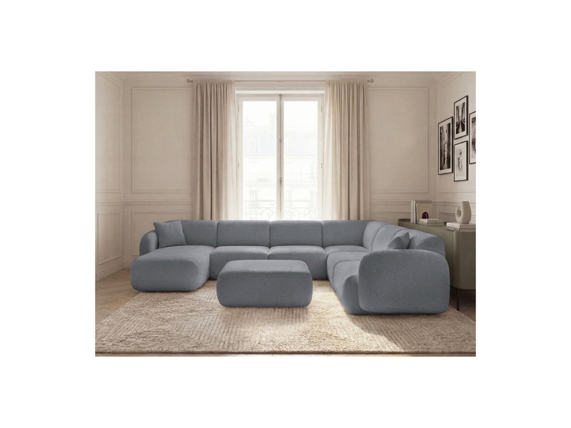 Anda - Sofá panorámico modular fijo - Con 4 sillas bajas, 1 chaise longue, 1 esquinero y 1 puf - Ángulo recto