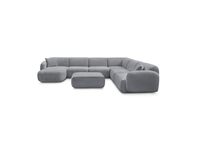Anda - Sofá panorámico modular fijo - Con 4 sillas bajas, 1 chaise longue, 1 esquinero y 1 puf - Ángulo recto