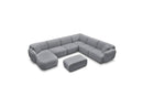 Anda - Sofá panorámico modular fijo - Con 4 sillas bajas, 1 chaise longue, 1 esquinero y 1 puf - Ángulo recto