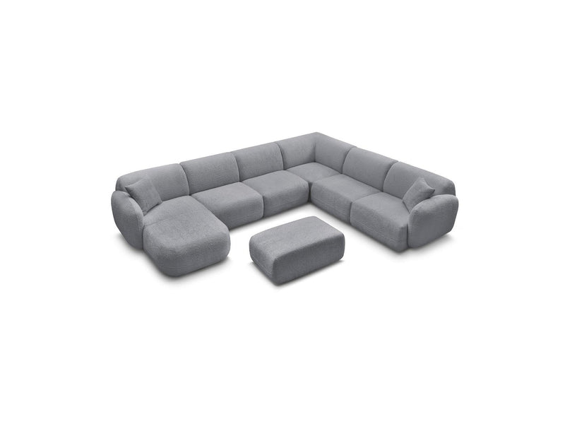 Anda - Sofá panorámico modular fijo - Con 4 sillas bajas, 1 chaise longue, 1 esquinero y 1 puf - Ángulo recto