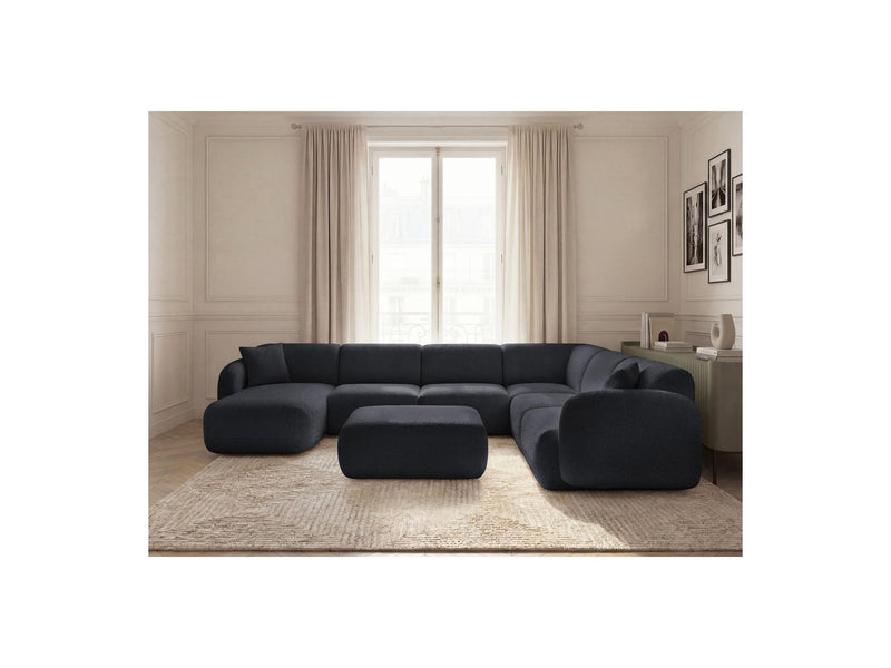 Anda - Sofá panorámico modular fijo - Con 4 sillas bajas, 1 chaise longue, 1 esquinero y 1 puf - Ángulo recto