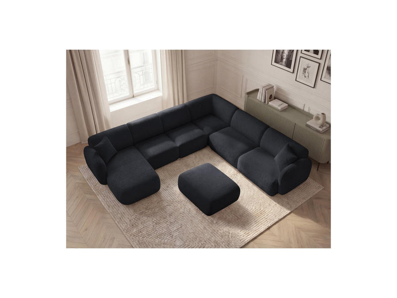 Anda - Sofá panorámico modular fijo - Con 4 sillas bajas, 1 chaise longue, 1 esquinero y 1 puf - Ángulo recto