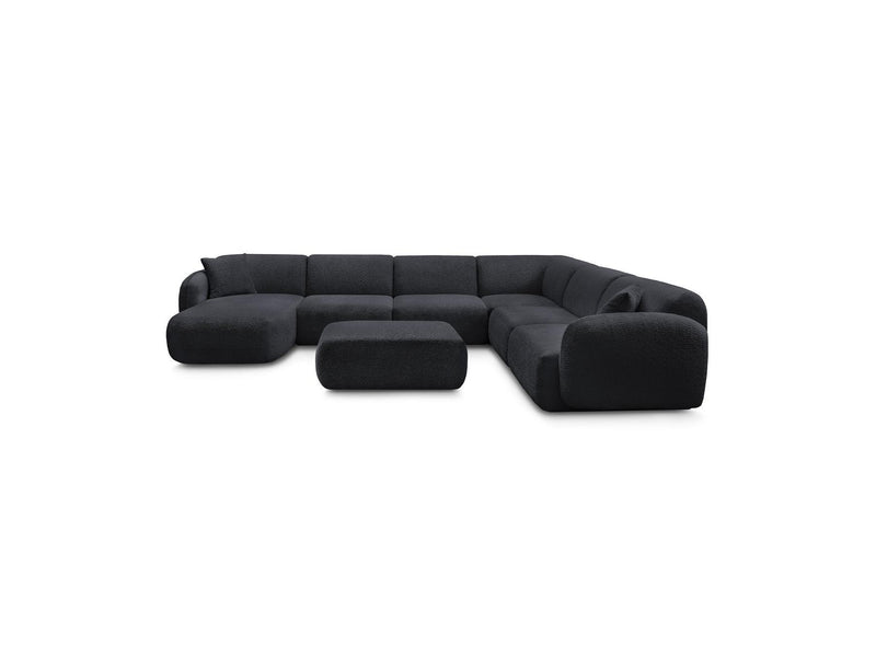 Anda - Sofá panorámico modular fijo - Con 4 sillas bajas, 1 chaise longue, 1 esquinero y 1 puf - Ángulo recto