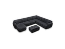 Anda - Sofá panorámico modular fijo - Con 4 sillas bajas, 1 chaise longue, 1 esquinero y 1 puf - Ángulo recto