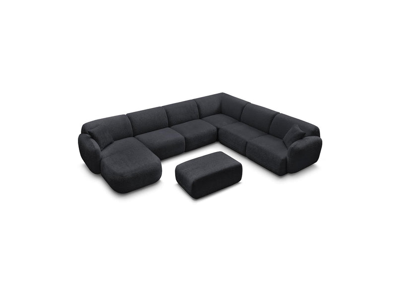 Anda - Sofá panorámico modular fijo - Con 4 sillas bajas, 1 chaise longue, 1 esquinero y 1 puf - Ángulo recto