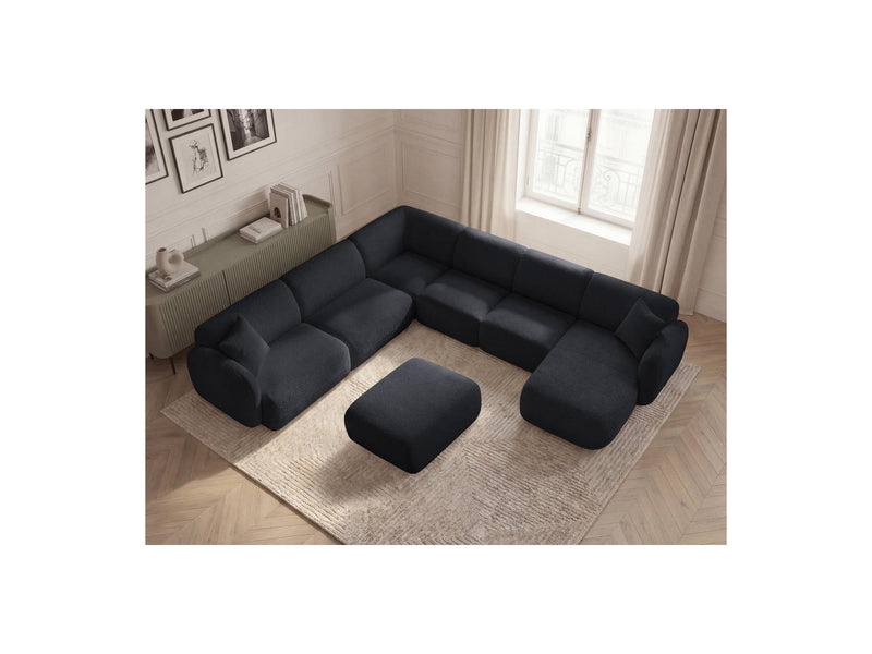 Anda - Canapé Panoramique Fixe Modulable - Avec 4 Chauffeuses, 1 Méridienne, 1 Angle Et 1 Pouf - Angle Gauche