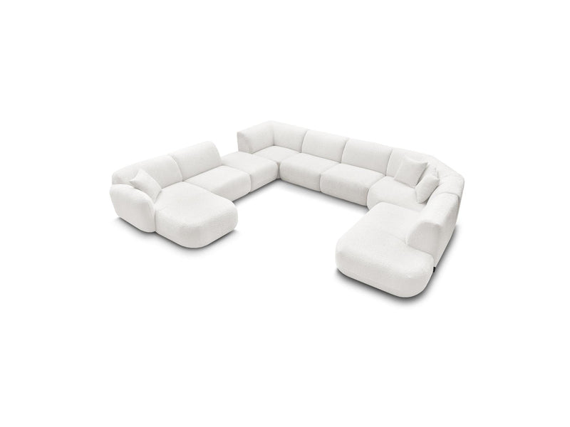 Anda - Modular Fixed Panoramic Sofa - With 3 Easy Chairs, 1 Chaise Lounge, 2 Corners and 1 Pouf - Left Corner