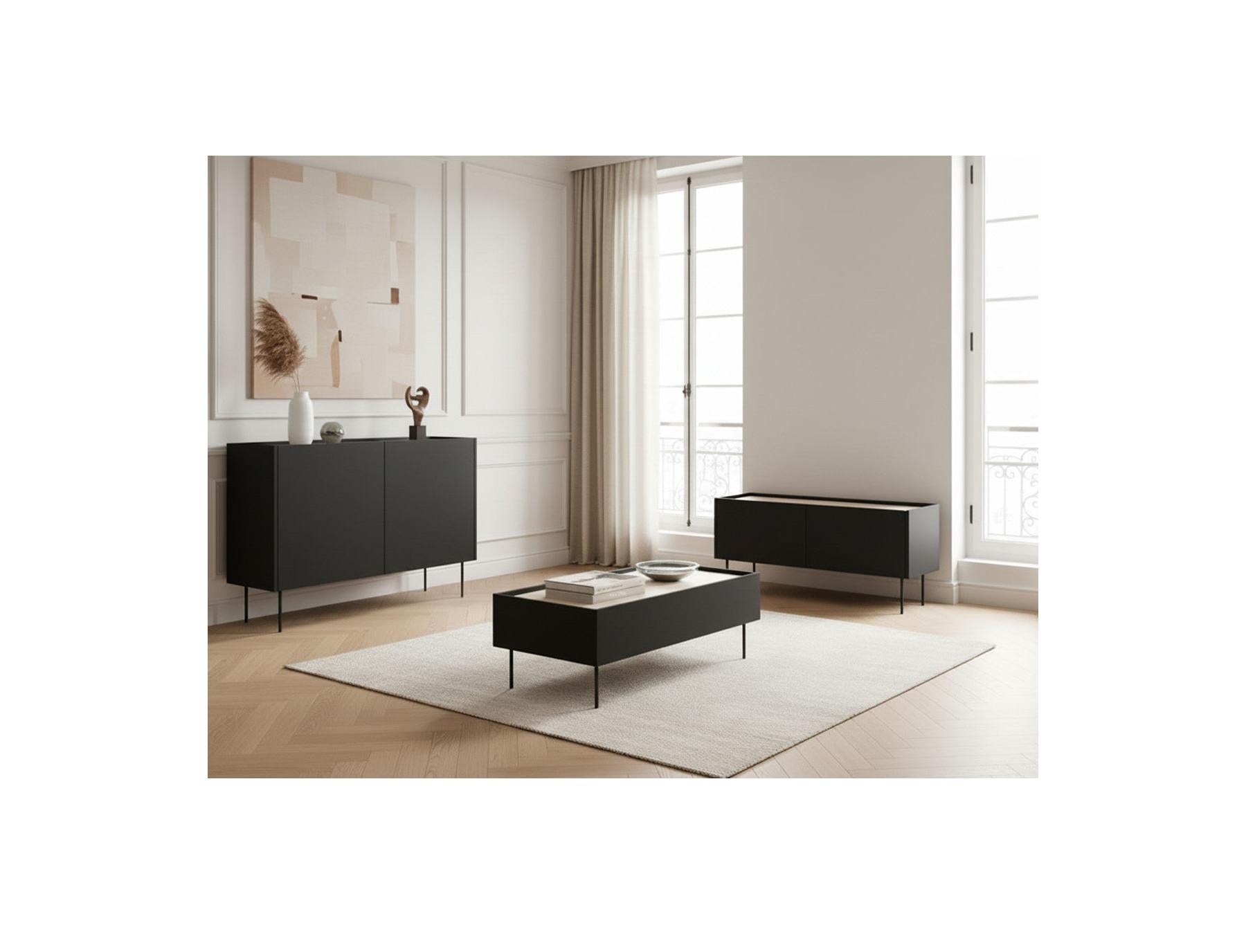 Atlas - Ensemble Avec Buffet 120 Cm + Meuble Tv 120 Cm + Table Basse 120 Cm