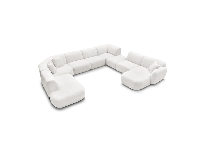 Anda - Canapé Panoramique Fixe Modulable - Avec 3 Chauffeuses, 1 Méridienne, 2 Angles Et 1 Pouf - Angle Droit