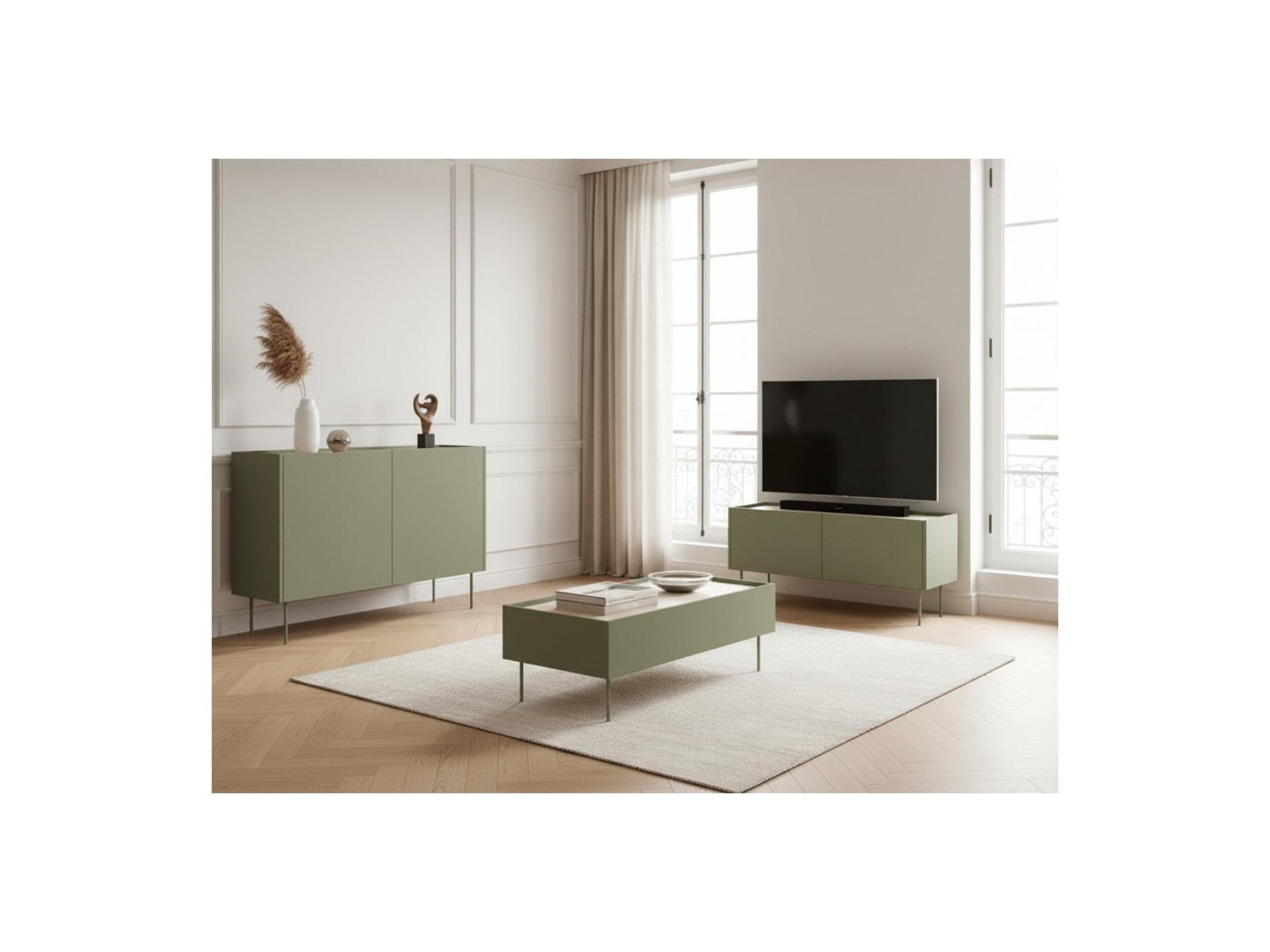 Atlas - Ensemble Avec Buffet 120 Cm + Meuble Tv 120 Cm + Table Basse 120 Cm