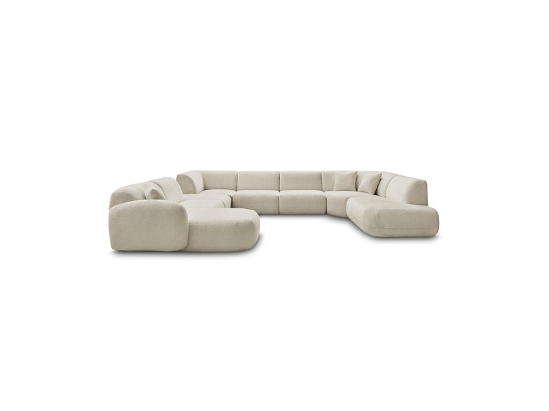 Anda - Modular Fixed Panoramic Sofa - With 3 Easy Chairs, 1 Chaise Lounge, 2 Corners and 1 Pouf - Left Corner