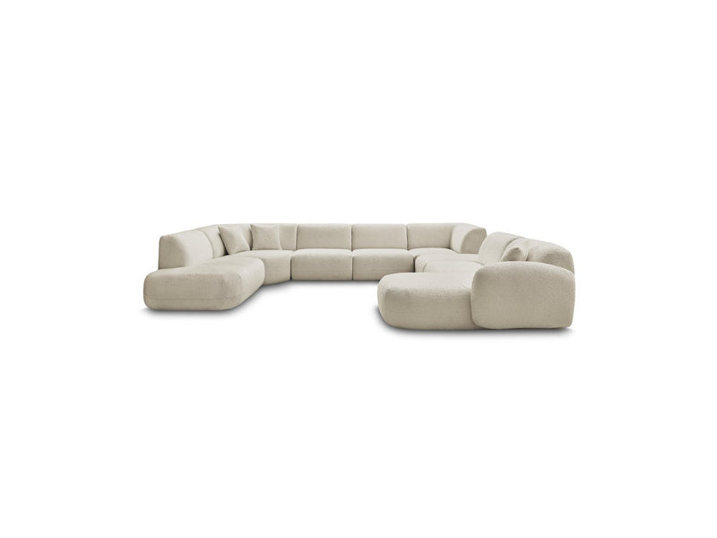 Anda - Canapé Panoramique Fixe Modulable - Avec 3 Chauffeuses, 1 Méridienne, 2 Angles Et 1 Pouf - Angle Droit