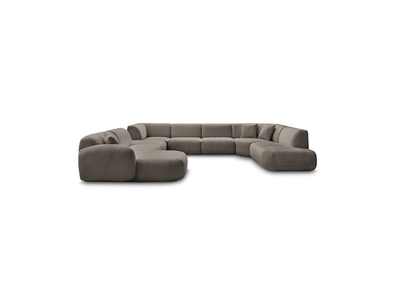 Anda - Modular Fixed Panoramic Sofa - With 3 Easy Chairs, 1 Chaise Lounge, 2 Corners and 1 Pouf - Left Corner