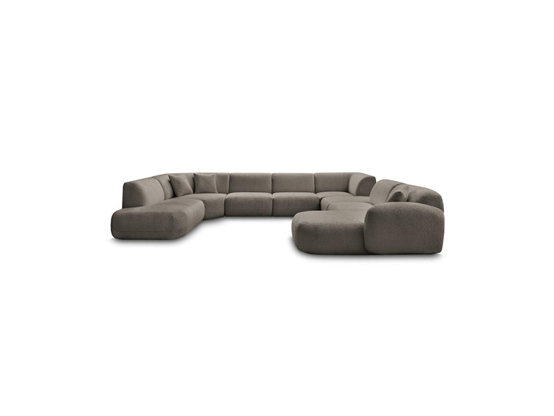 Anda - Canapé Panoramique Fixe Modulable - Avec 3 Chauffeuses, 1 Méridienne, 2 Angles Et 1 Pouf - Angle Droit