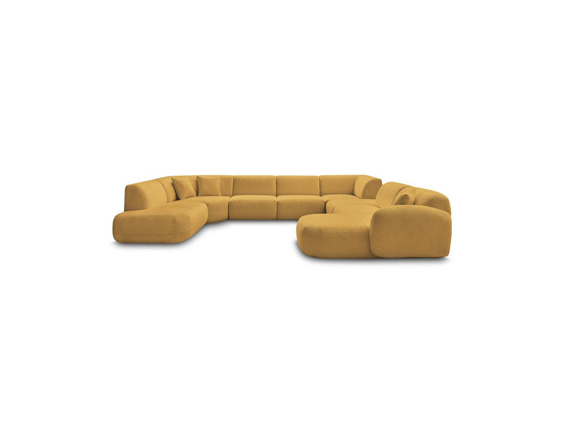 Anda - Canapé Panoramique Fixe Modulable - Avec 3 Chauffeuses, 1 Méridienne, 2 Angles Et 1 Pouf - Angle Droit