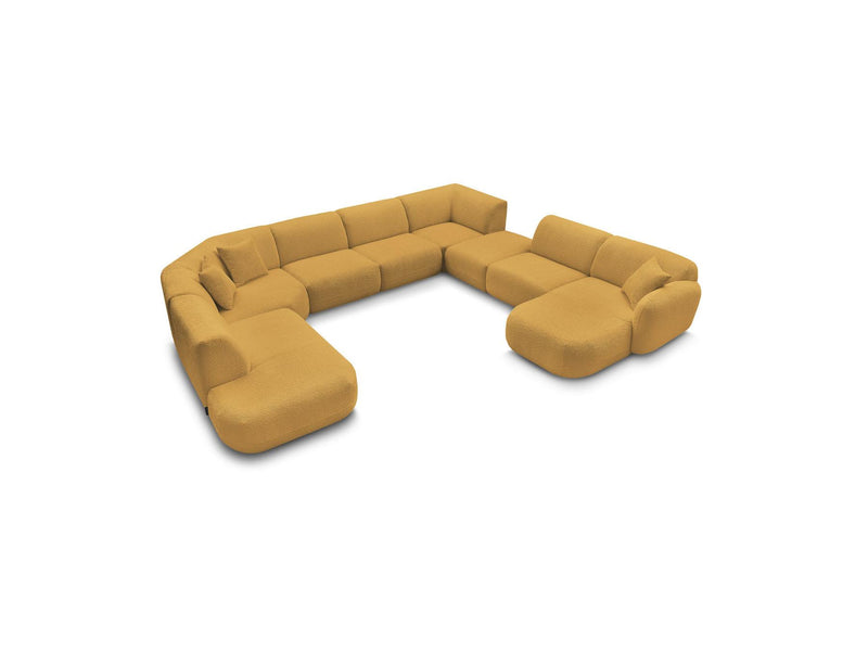 Anda - Canapé Panoramique Fixe Modulable - Avec 3 Chauffeuses, 1 Méridienne, 2 Angles Et 1 Pouf - Angle Droit