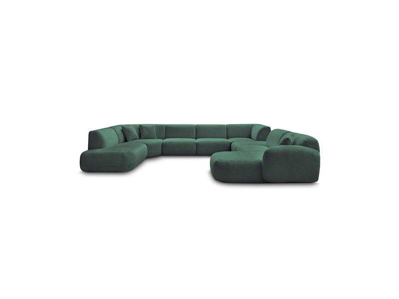 Anda - Canapé Panoramique Fixe Modulable - Avec 3 Chauffeuses, 1 Méridienne, 2 Angles Et 1 Pouf - Angle Droit
