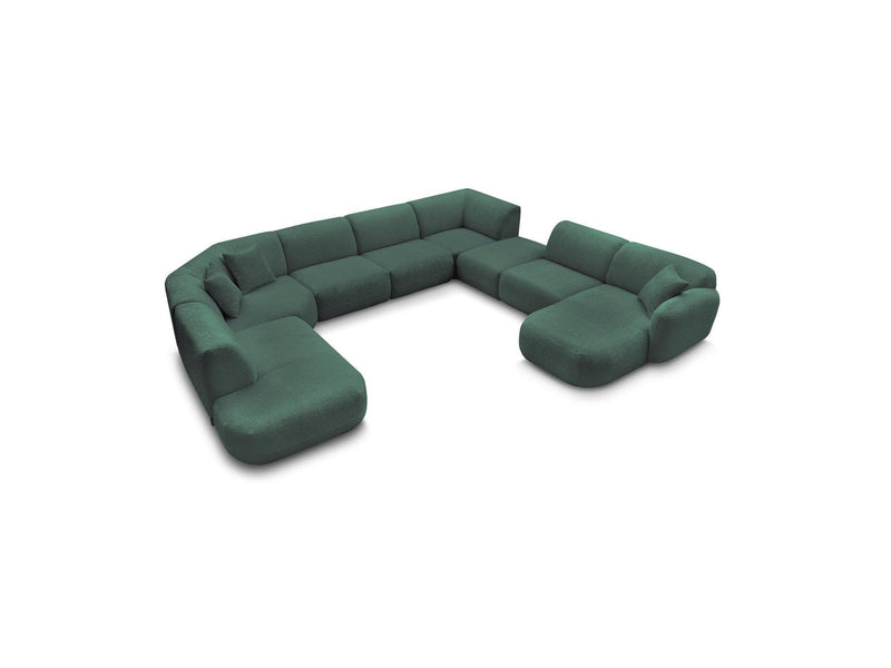 Anda - Canapé Panoramique Fixe Modulable - Avec 3 Chauffeuses, 1 Méridienne, 2 Angles Et 1 Pouf - Angle Droit