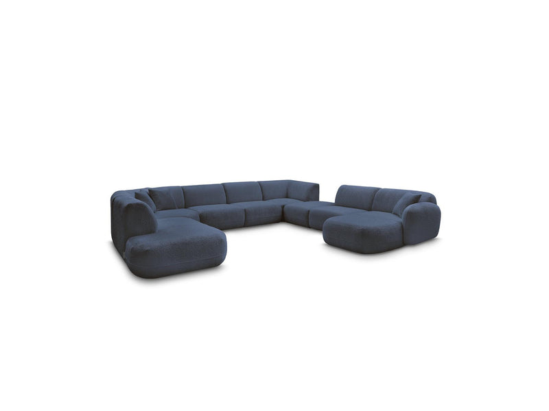 Anda - Canapé Panoramique Fixe Modulable - Avec 3 Chauffeuses, 1 Méridienne, 2 Angles Et 1 Pouf - Angle Droit