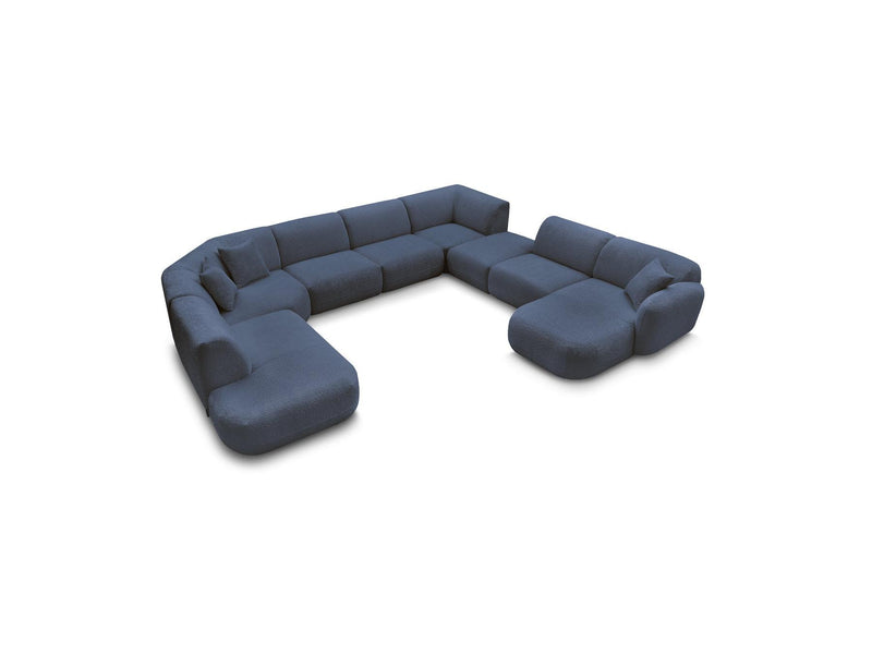 Anda - Canapé Panoramique Fixe Modulable - Avec 3 Chauffeuses, 1 Méridienne, 2 Angles Et 1 Pouf - Angle Droit