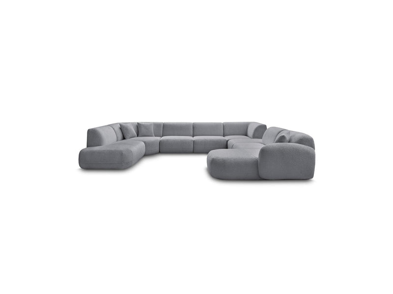 Anda - Canapé Panoramique Fixe Modulable - Avec 3 Chauffeuses, 1 Méridienne, 2 Angles Et 1 Pouf - Angle Droit