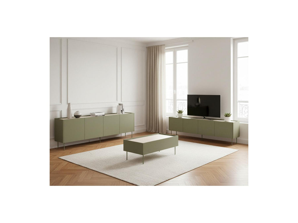 Atlas - Ensemble Avec Buffet 220 Cm + Meuble Tv 220 Cm + Table Basse 120 Cm