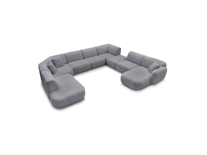Anda - Canapé Panoramique Fixe Modulable - Avec 3 Chauffeuses, 1 Méridienne, 2 Angles Et 1 Pouf - Angle Droit